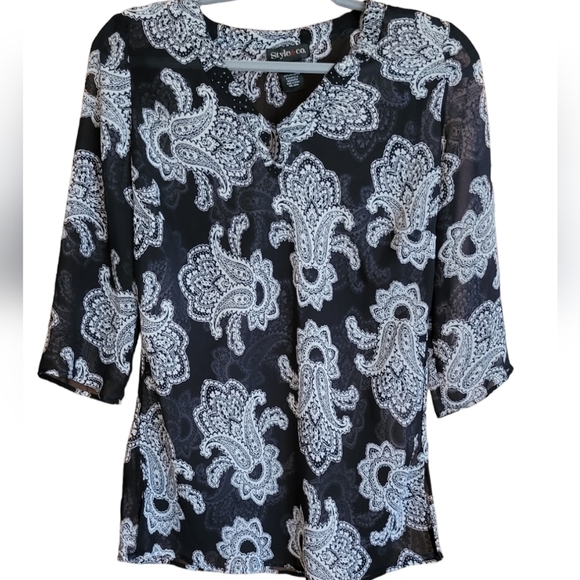 Style & Co Embellished Sheer Tunic - Picture 2 of 8